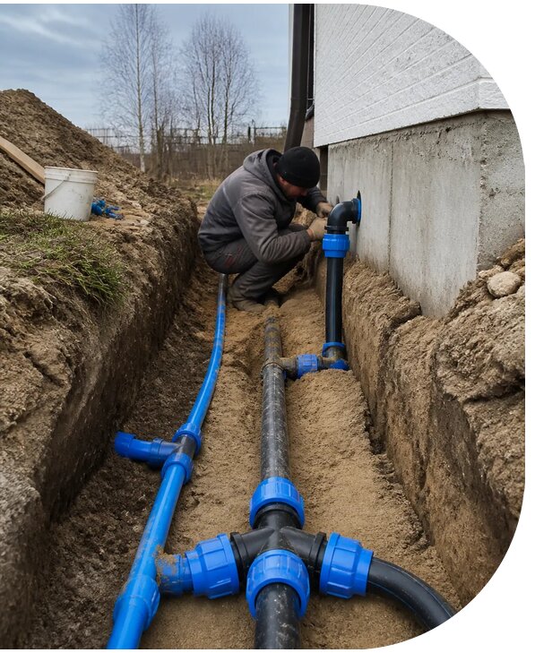 Монтаж наружного водопровода на участке под ключ в Серове